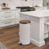 Hands Free White/Gold Metal Step On Trash Can - 8 Gallons